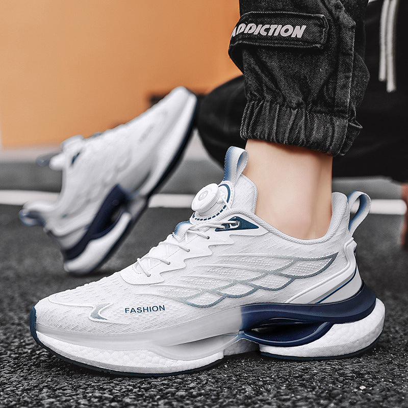 Chaussures de course pour hommes à boucle tournante à coussin d'air tissé volant