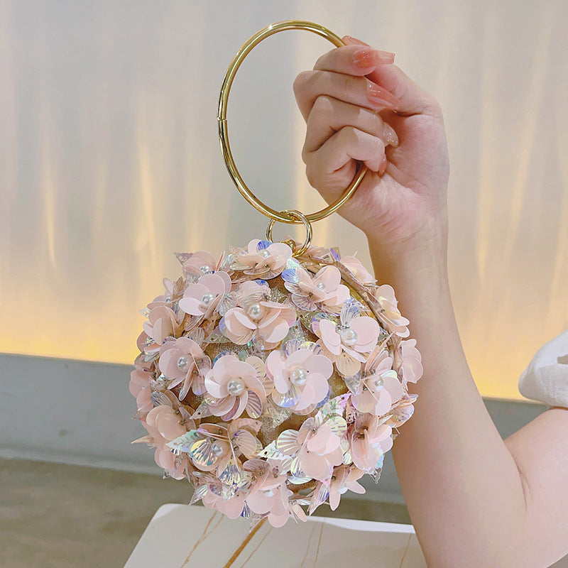 Flowery Shoulder Crossbody Small Bag Bracelet Round