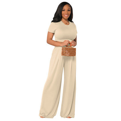 Casual Wide Leg Two-Piece Set for Women