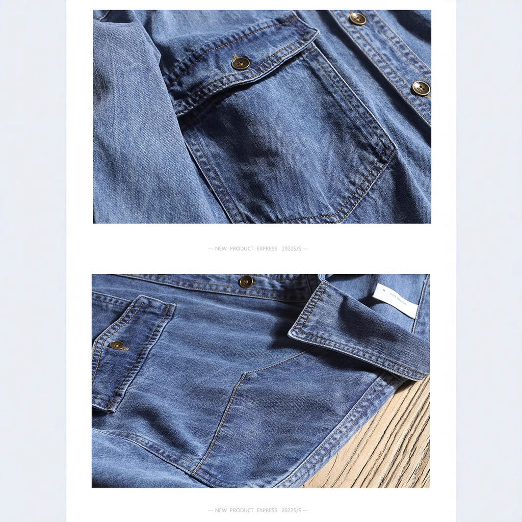 Chemise à manches longues en jean à carreaux coupe décontractée pour couples
