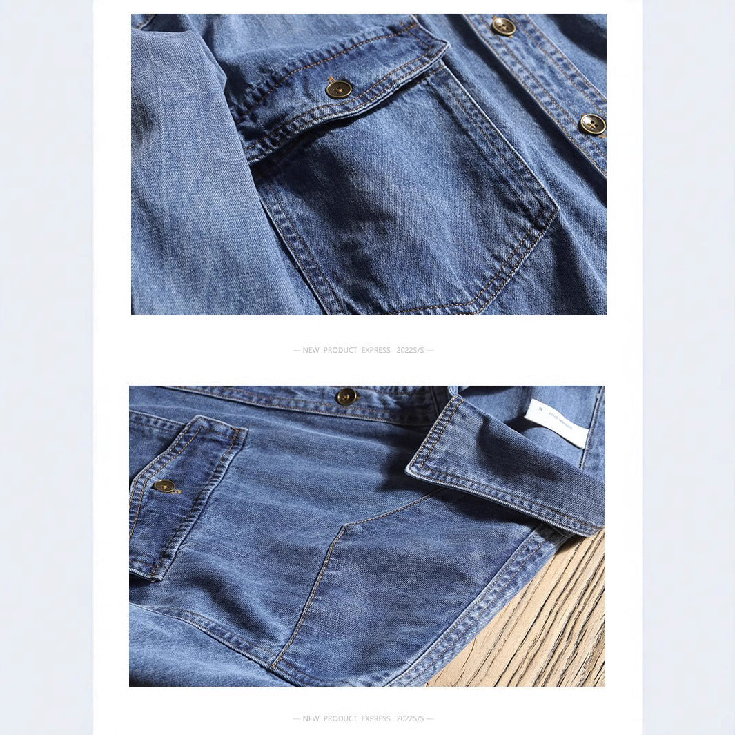 Chemise à manches longues en jean à carreaux coupe décontractée pour couples