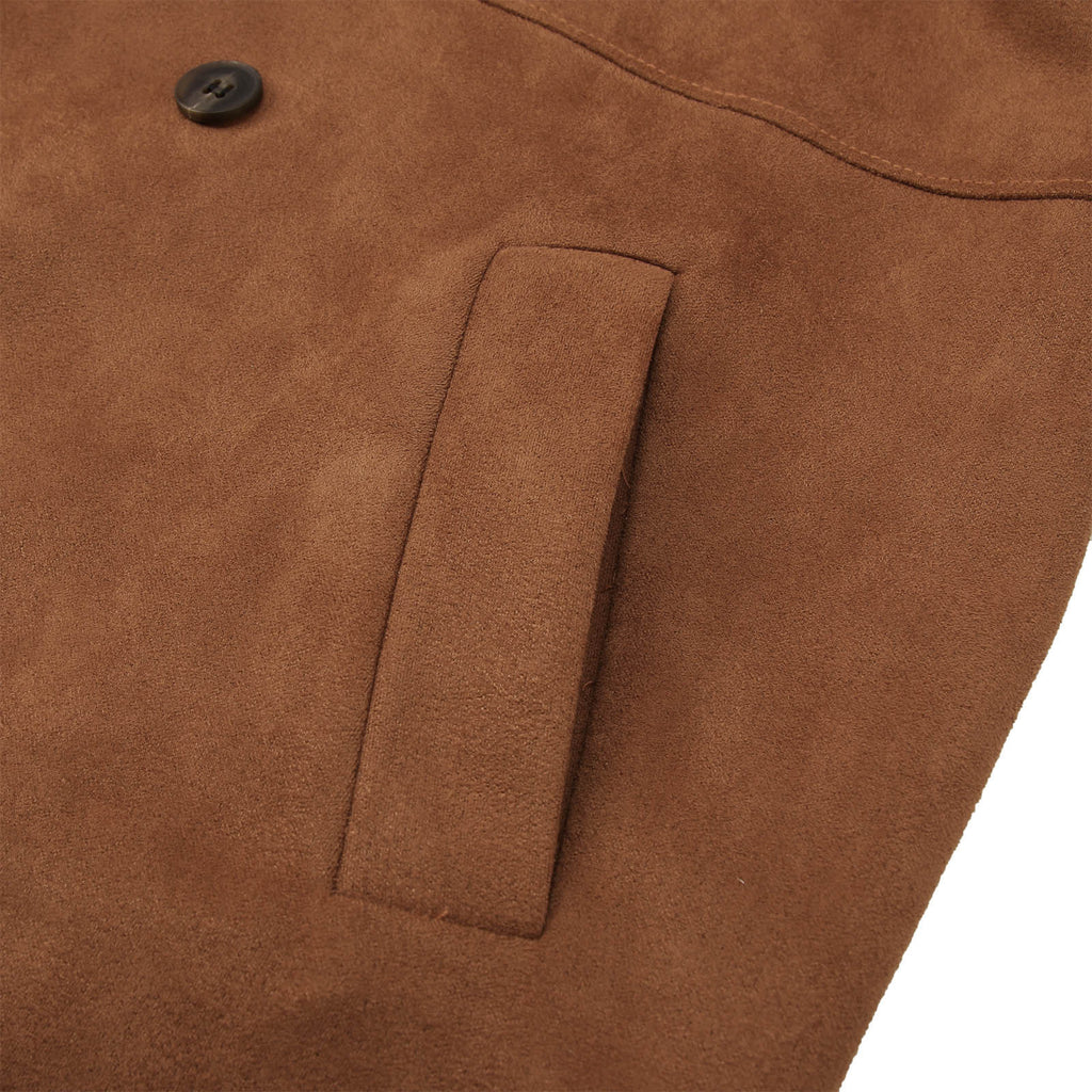 Manteau mi-long en daim marron American Retro pour homme