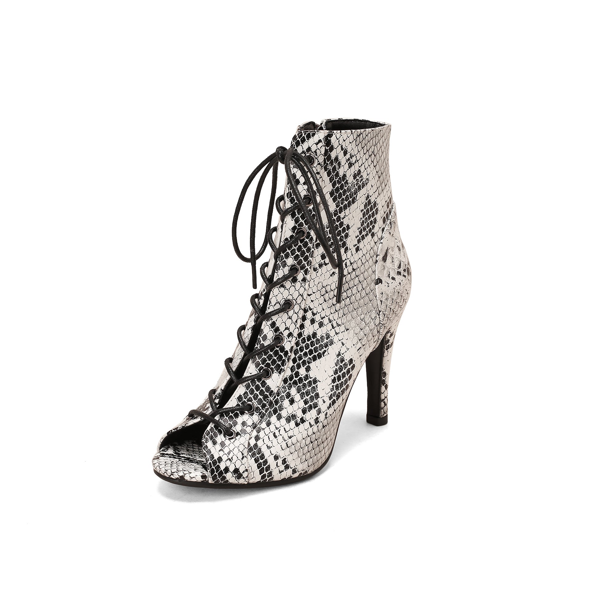 Sandales à talons hauts décontractées peep toe à lacets sur le devant