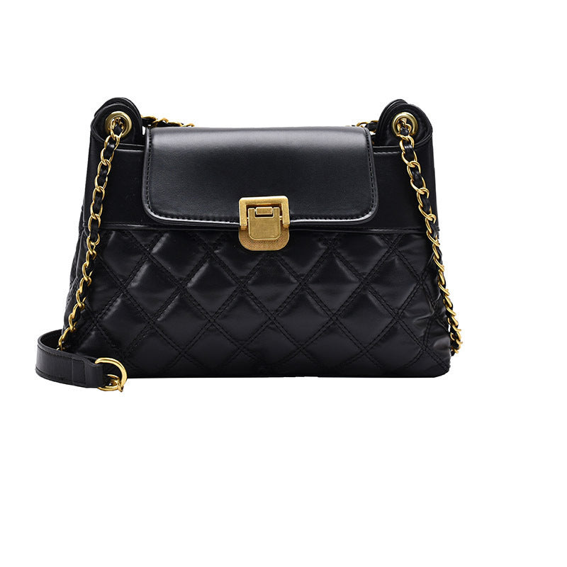 Autumn Winter Small PU Crossbody Chain Bag Rhombic Design