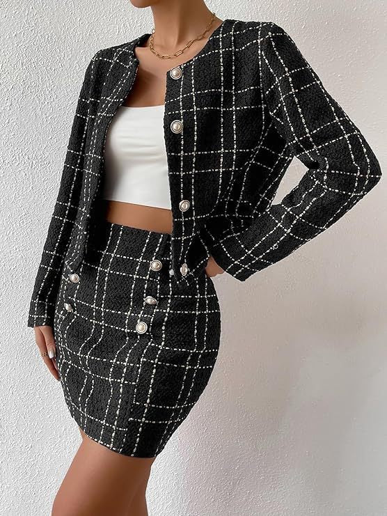Veste boutonnée classique à carreaux pour femme, disponible en plusieurs coloris