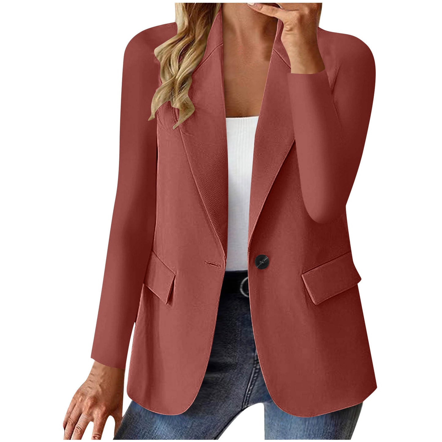 Women's Long Sleeve Solid Color Cardigan Small Suit Jacket