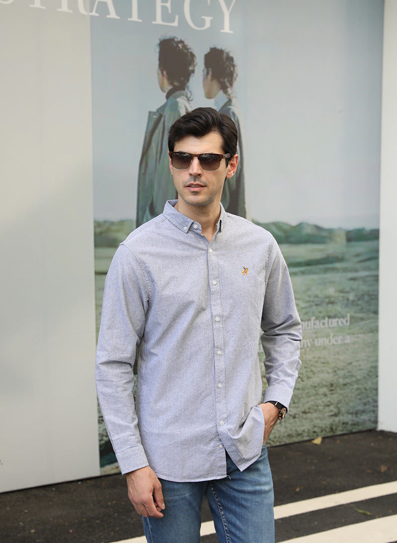 Plus Size Casual Long-Sleeve Striped Shirt for Men