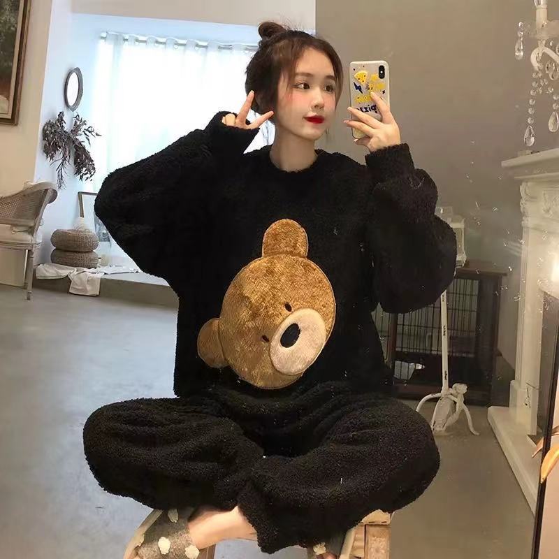Coral Fleece Thickened Padded Winter Pajamas for Women