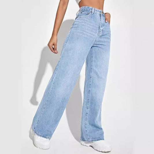 Ladies Jeans High Waist Slim Straight