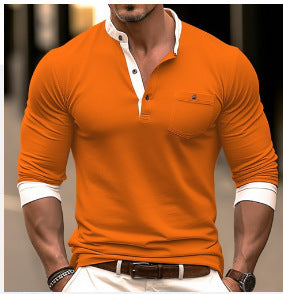 T-shirt homme manches longues coupe slim col rond mélange de coton