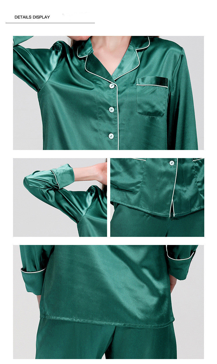 Ensemble de pyjama deux pièces en soie longue pour femme