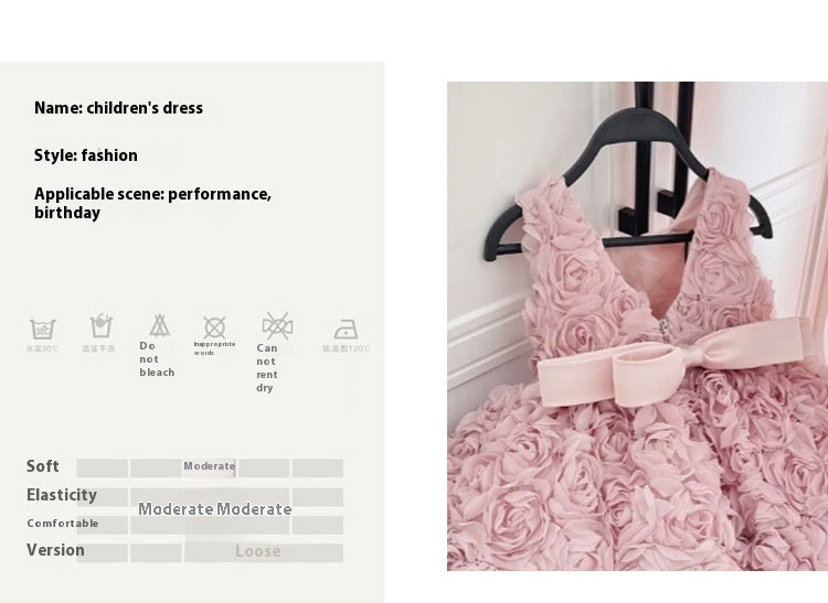 Robe de Princesse Rose pour Bébé Fille 1 An Anniversaire
