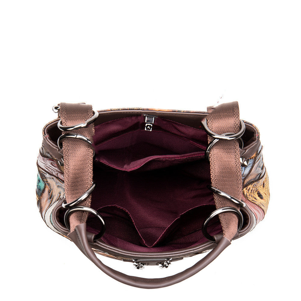 Ladies Leather Ethnic National Style Backpack