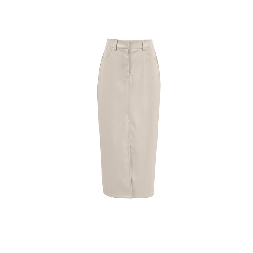 Jupe en cuir PU doublée polaire vintage