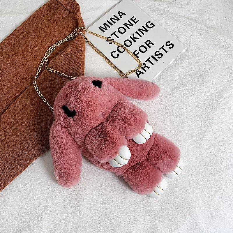 Rabbit Kids Plush Messenger Bag with Chain