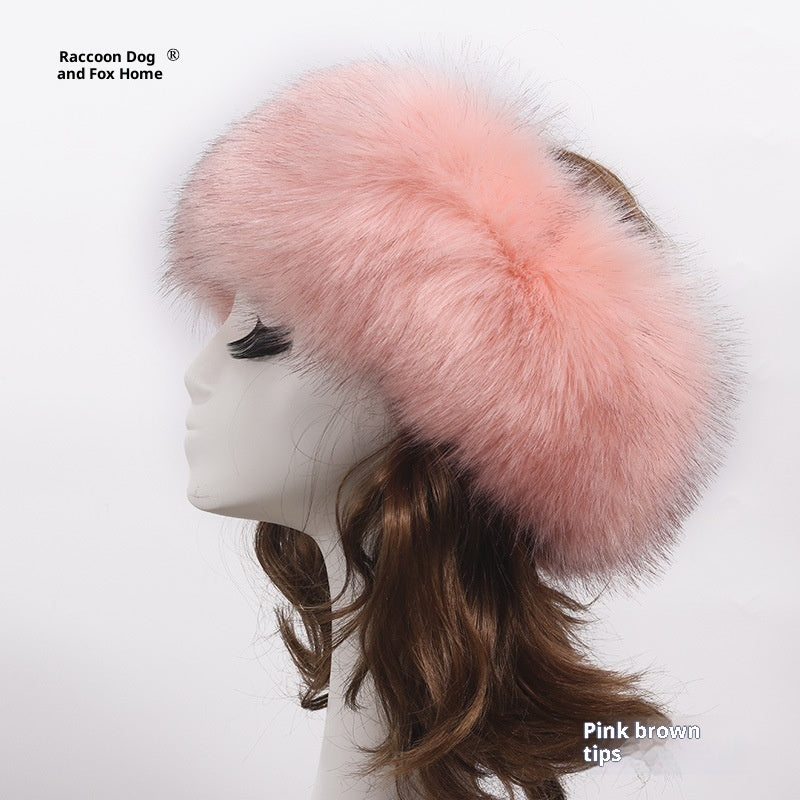 Elastic Faux Fox Fur Headband for Women – Winter Warmth & Windproof