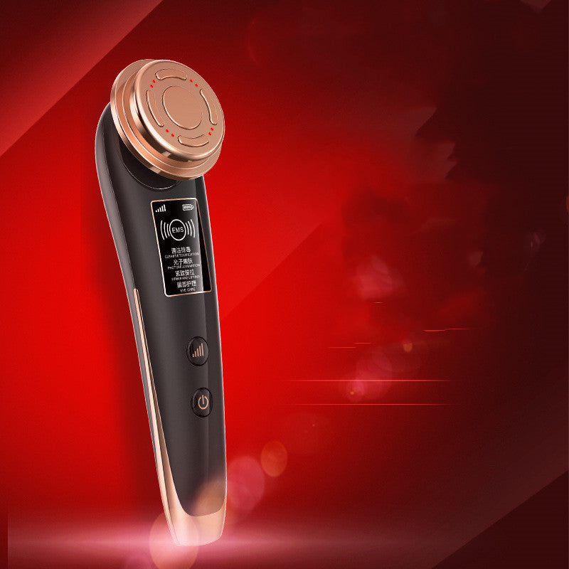 White Facial Cleansing Massager Electronic Beauty Equipment with Negative Ion and Color Light