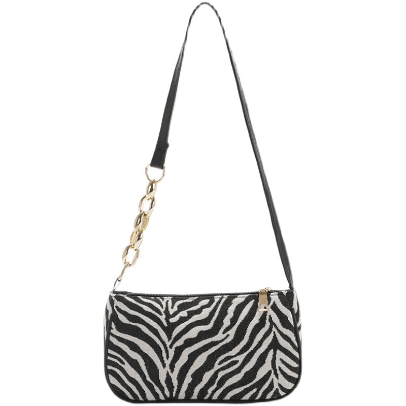 Zebra Pattern Canvas Bag Women's Underarm Bag