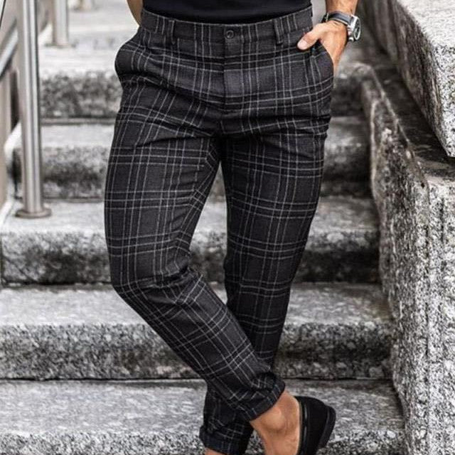 Men's Plaid Casual Loose Thin Trousers