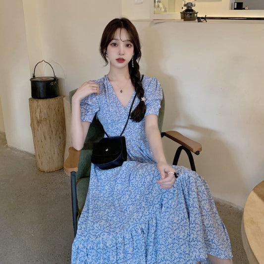 Chiffon Small Floral Dress With Big Swing