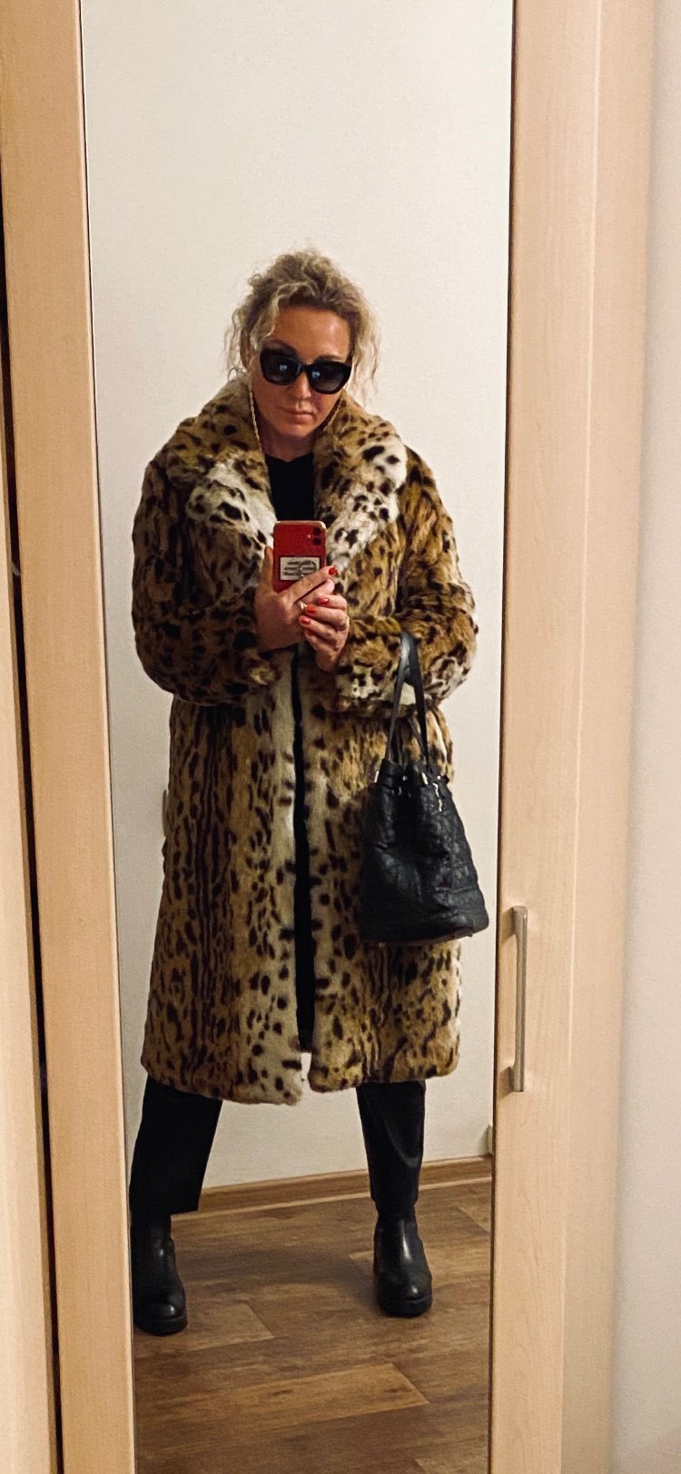 European & American Leopard Print Faux Fur Coat with Extended Wool