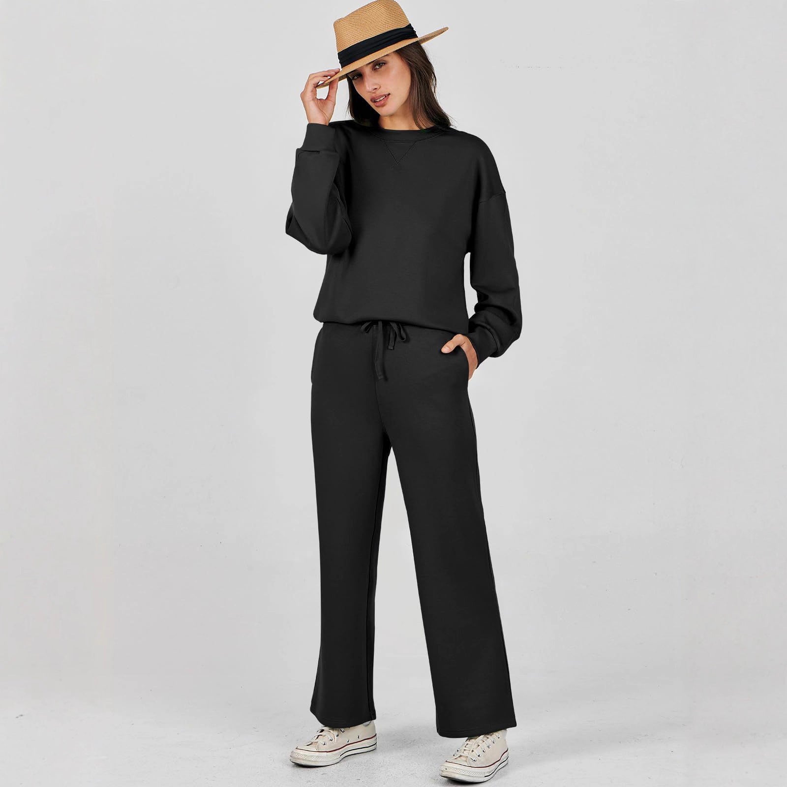 Ensemble de survêtement décontracté en polyester à manches longues pour femme