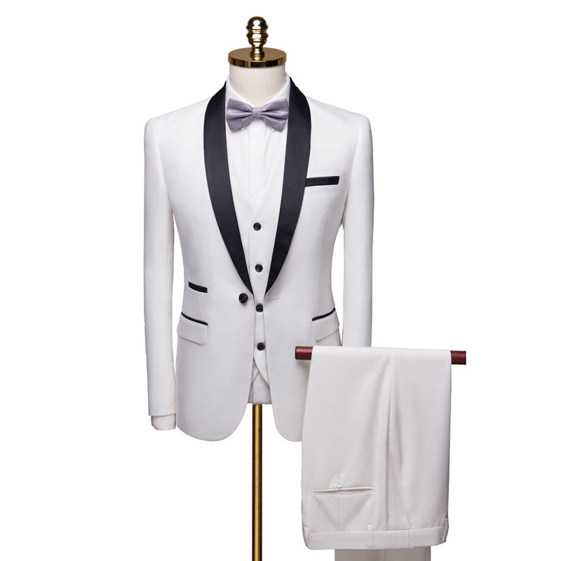 Men's 3-Piece Wedding Suit Set Groom Tuxedo Polyester