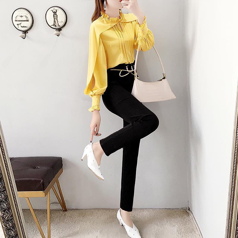 Two-Piece Women's Cotton Shirt with Beading in Light Mature Style