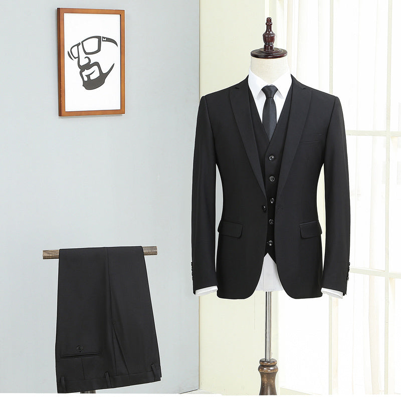 Slim Fit Three-Piece Autumn Casual Suit Polyester Blend