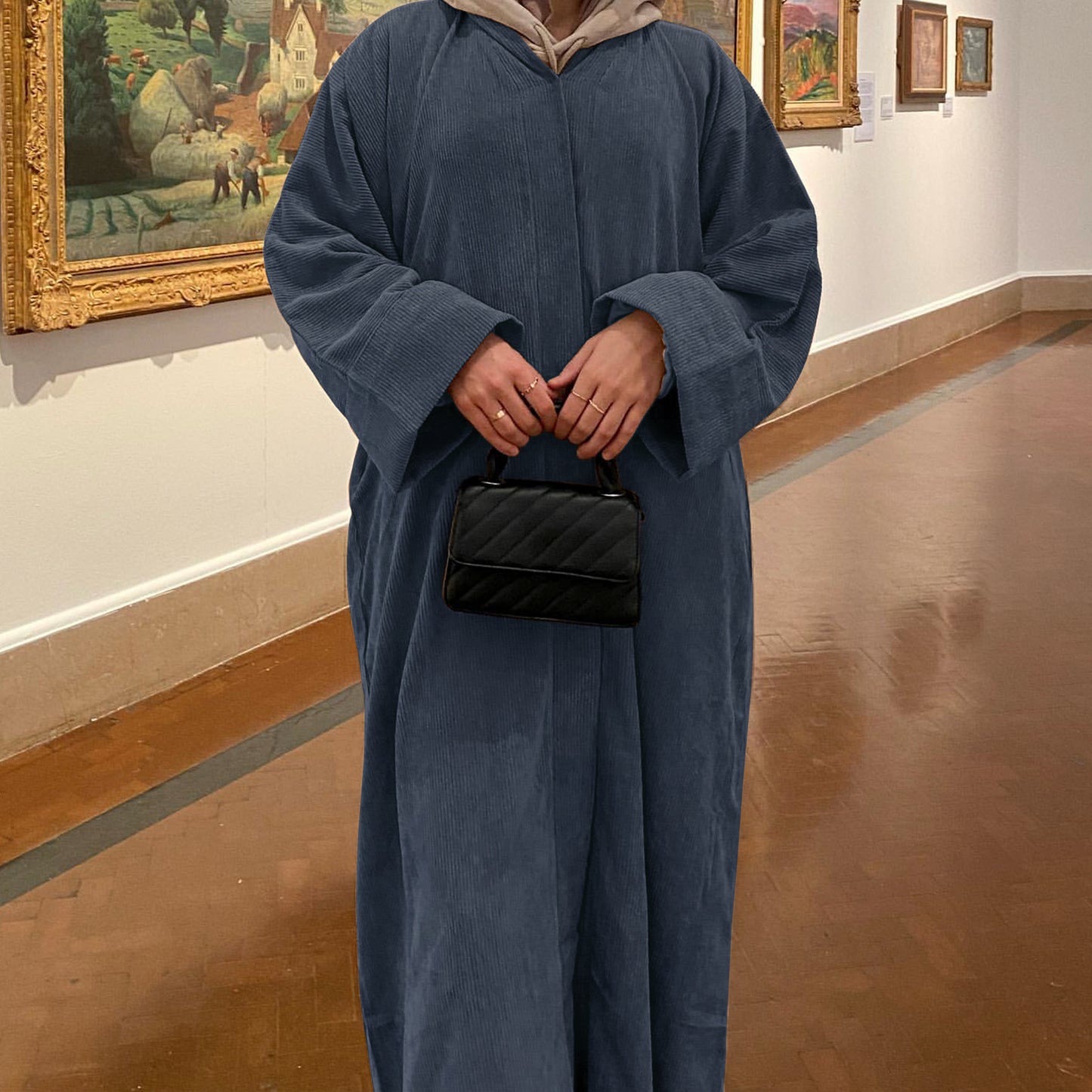 Wide Hem Loose Casual Cardigan Dress for Muslim women