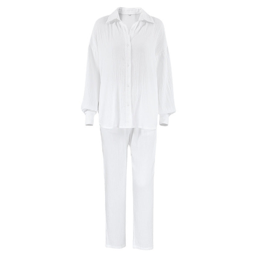 Women's Fashion Long-sleeved Trousers Two-piece Set