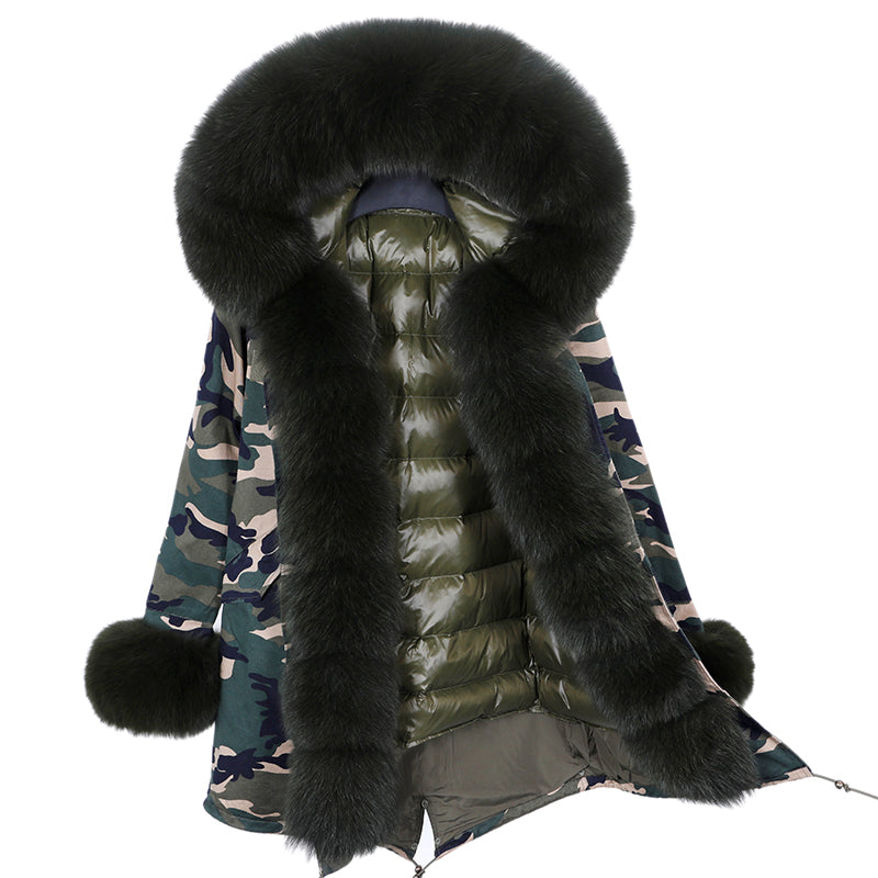 Fur Coat With Detachable Inner Liner and Placket