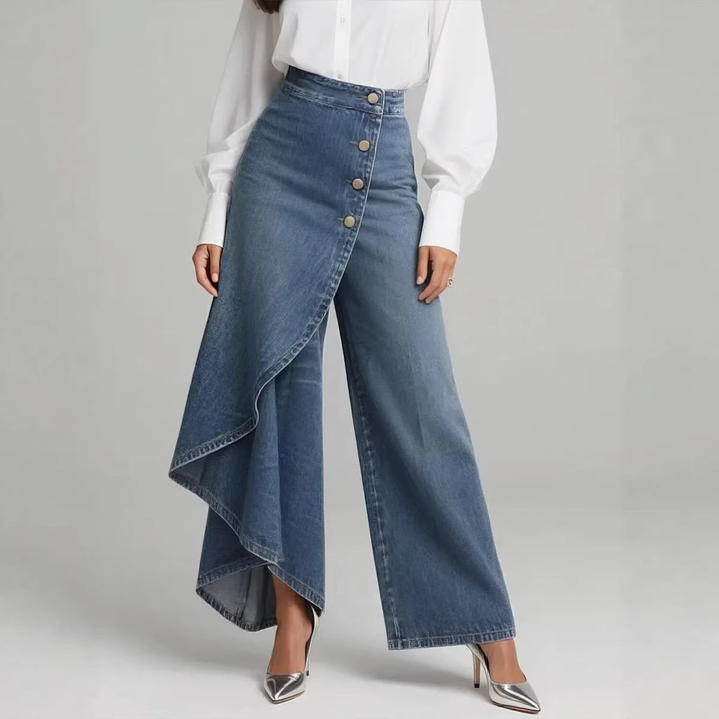 Women’s Solid Color Wide-Leg Style Printed Pants