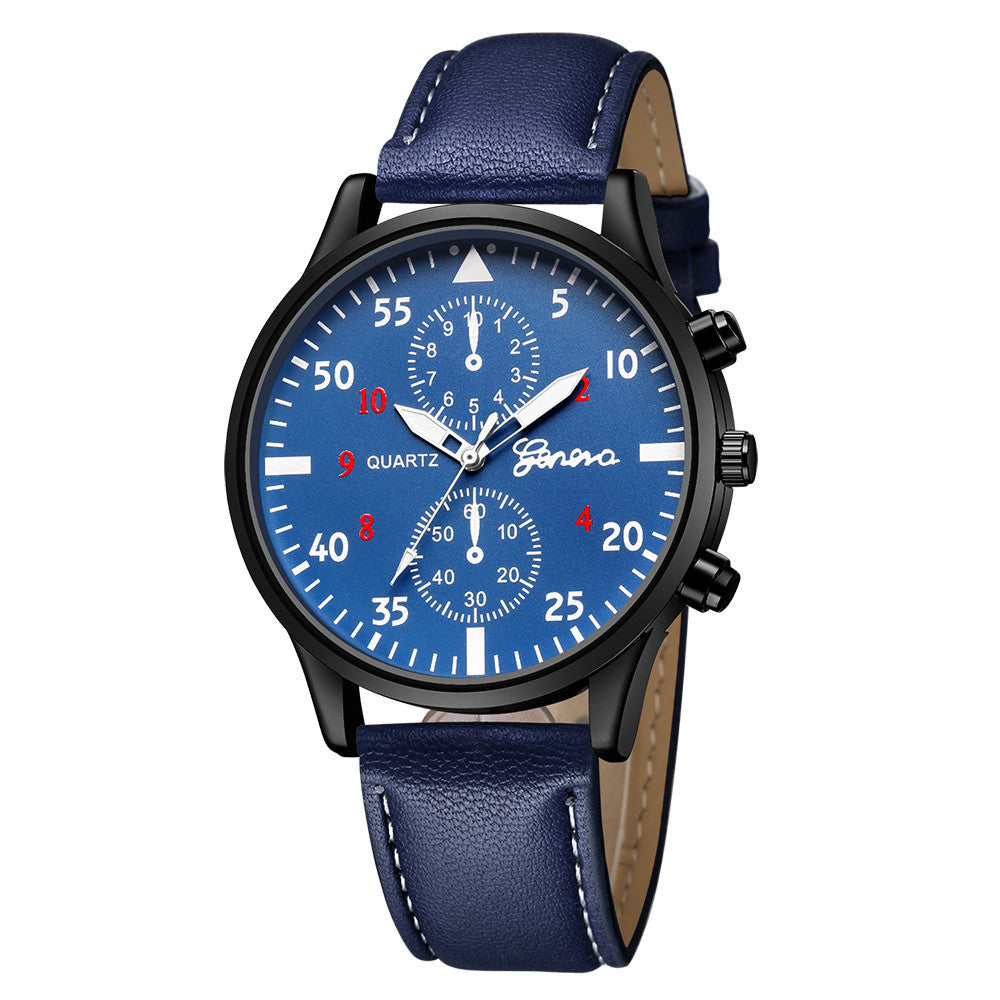 Montre décontractée à quartz pour homme avec cadran de 42 mm et bracelet en PU, cadeau idéal