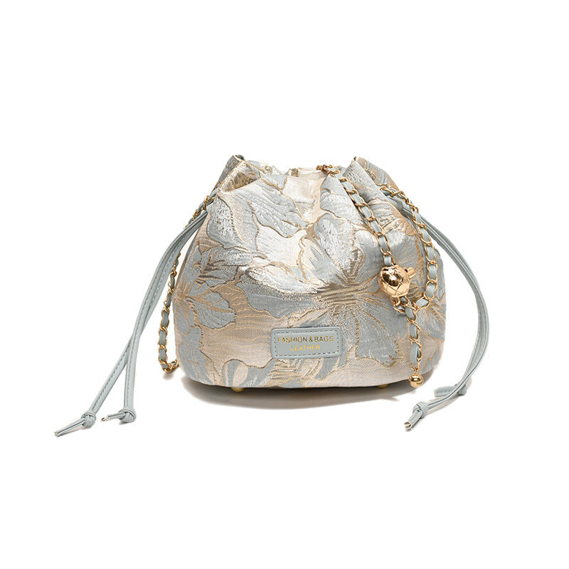 Woven Embroidered Jacquard Chain Crossbody Bag for Women