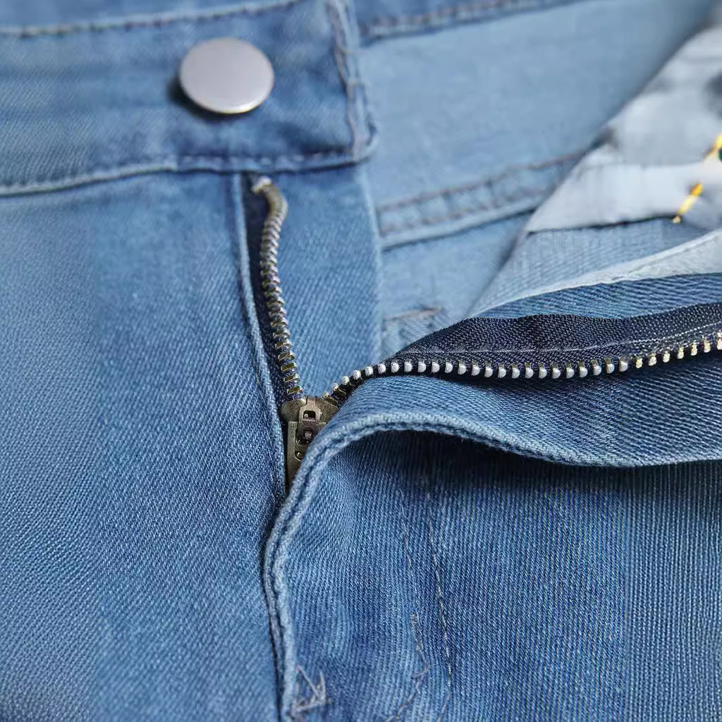 Jean Skinny Homme en Denim Bleu Élasticité Moyenne