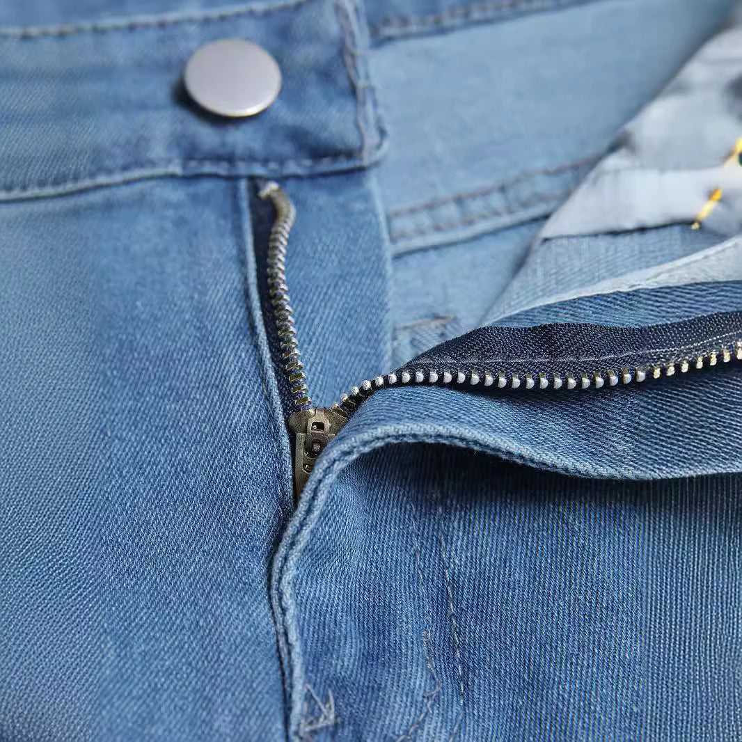 Jean Skinny Homme en Denim Bleu Élasticité Moyenne