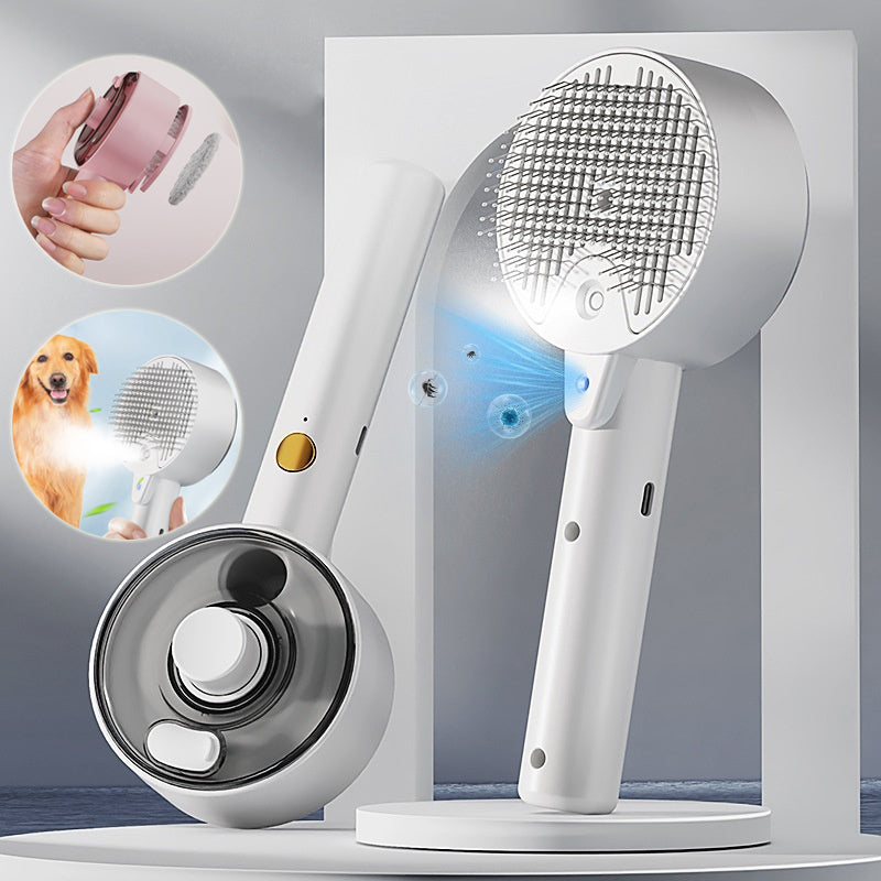 فرشاة إزالة شعر الحيوانات الأليفة بالبخار والتعقيم بالأشعة فوق البنفسجية والتنظيف الذاتي للكلاب والقطط