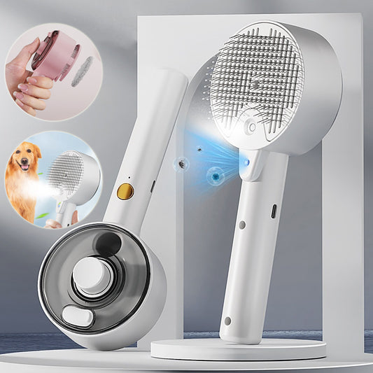 فرشاة إزالة شعر الحيوانات الأليفة بالبخار والتعقيم بالأشعة فوق البنفسجية والتنظيف الذاتي للكلاب والقطط