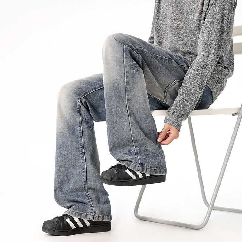 Washed Vintage Loose Straight-Leg Cotton Pants for Men