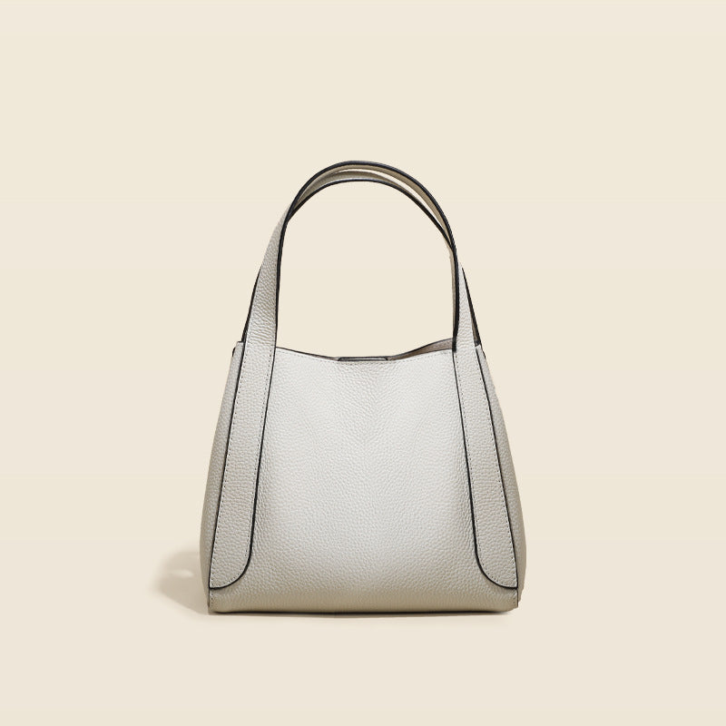 Sac seau en cuir de vachette première couche pour femme, portable pour les trajets quotidiens