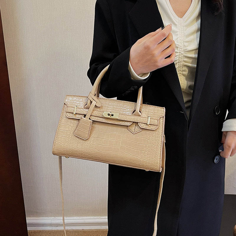 Crocodile Pattern Kelly Hard PU Handbag for Women