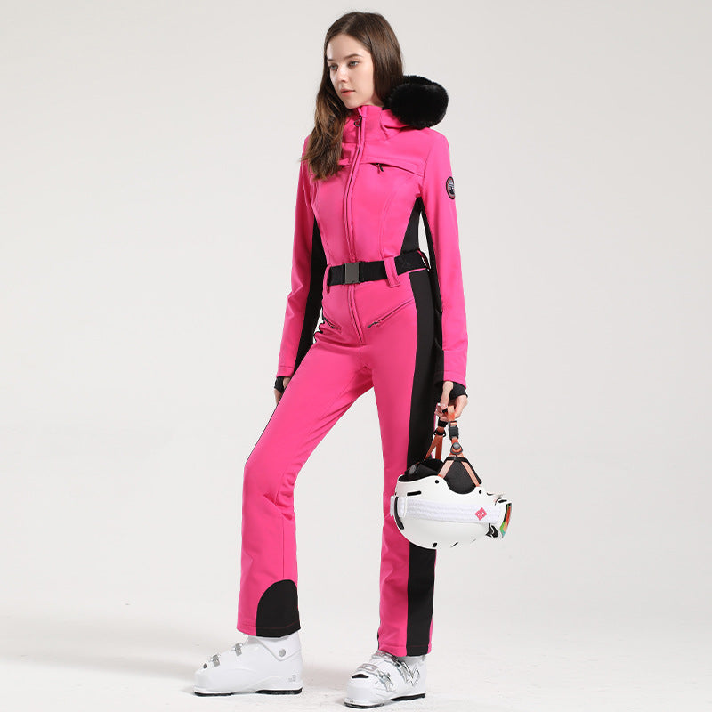 Combinaison de ski d'hiver professionnelle double couche thermique imperméable et ajustée