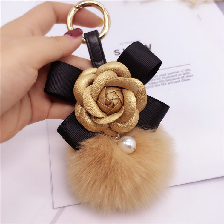 Creative Camellia Bow Keychain Bag Accessory for Women