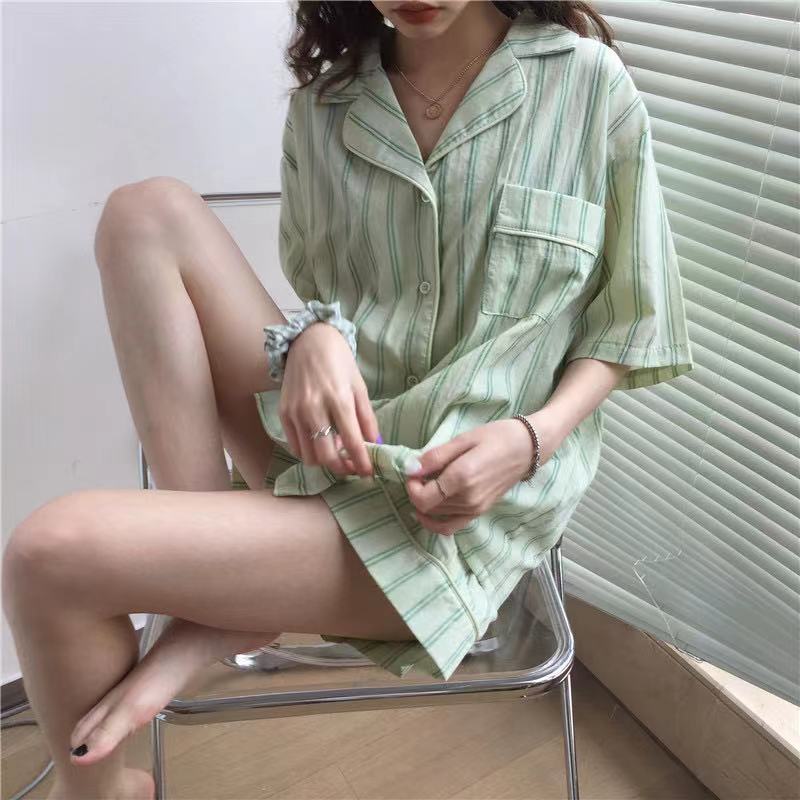 Ensemble de pyjama fin à cardigan pour femme, style japonais, dessin animé mignon