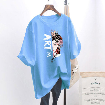 T-shirt ample à manches courtes pour femmes grandes tailles