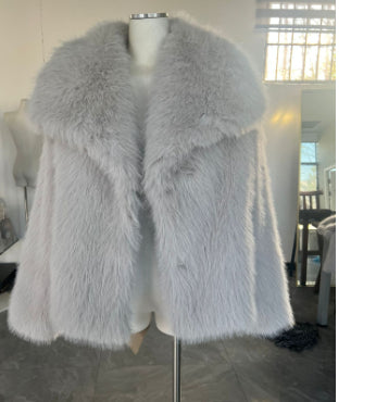Manteau Hiver en Peluche Épais et Doux à Revers, Veste Longue Décontractée à Manches Longues pour Femmes