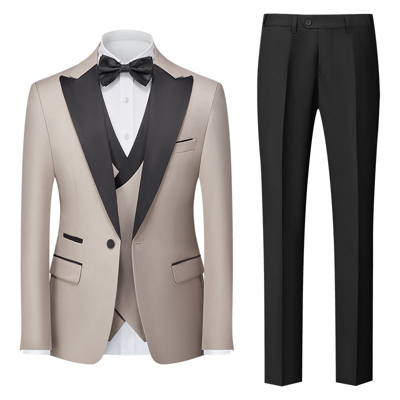 Men's Slim-Fit Three-Piece Cotton Blend Suit