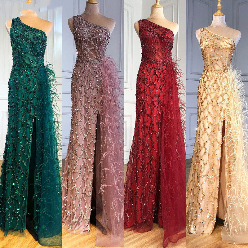 Slim Fit Fishtail Slit Long Banquet Evening Dress