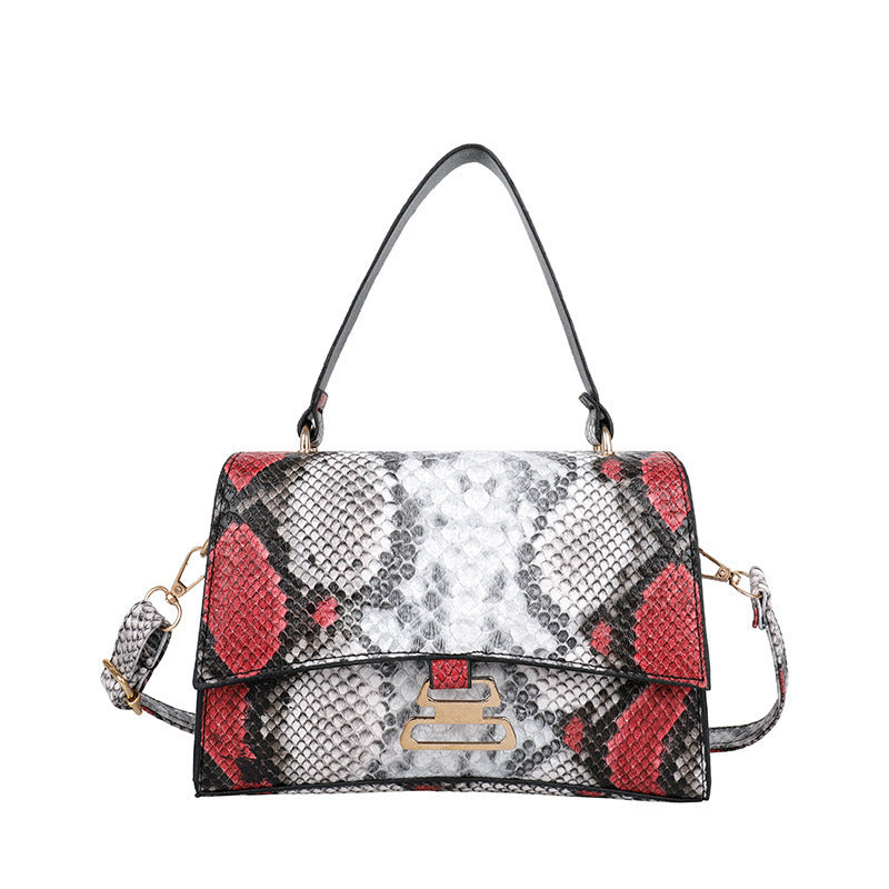 Sac à main en PU avec serrure Gourde Motif Serpent pour femmes, à porter à l'épaule ou en bandoulière